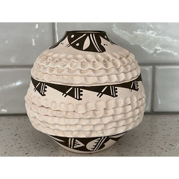 Norma Jean Ortiz Acoma N.M. Native Am Bowl Pottery New Mexico Signed Vintage - Picture 1 of 9